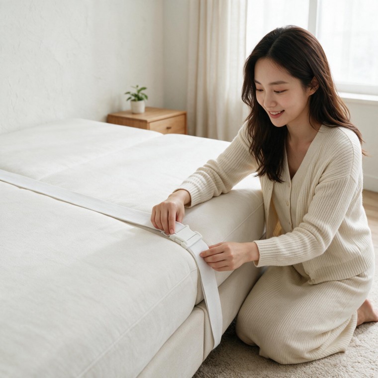 패밀리 침대 틈새 막이 연결 패드 고정 벨트 (실버·화이트)