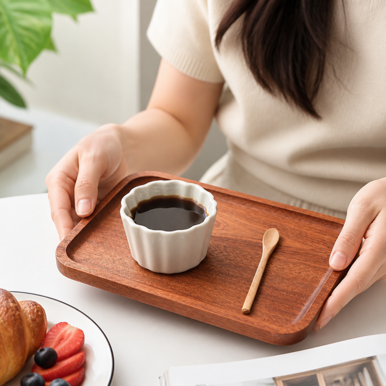 사각 오단나무 트레이 20x13cm 식탁용 보온식기 받침대
