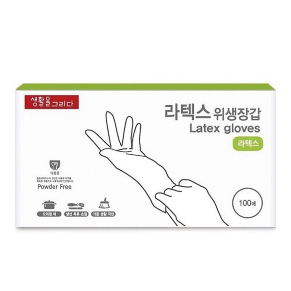 라텍스 장갑 화이트 M 100매