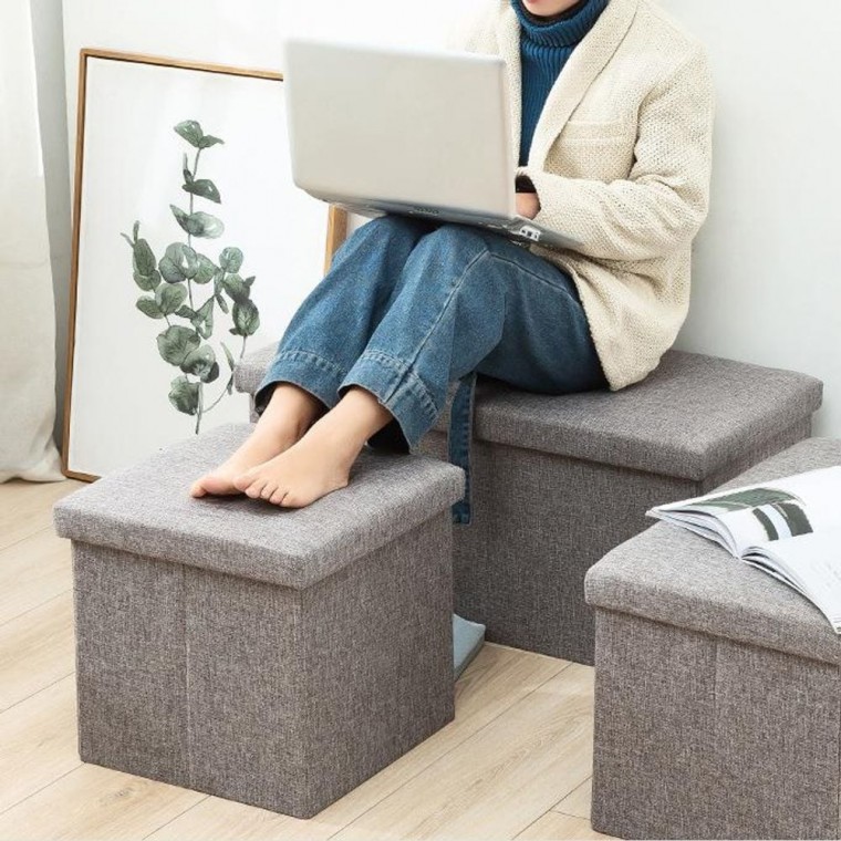 의자 보관함 리빙박스 다용도 수납 스툴 (그레이·블루)