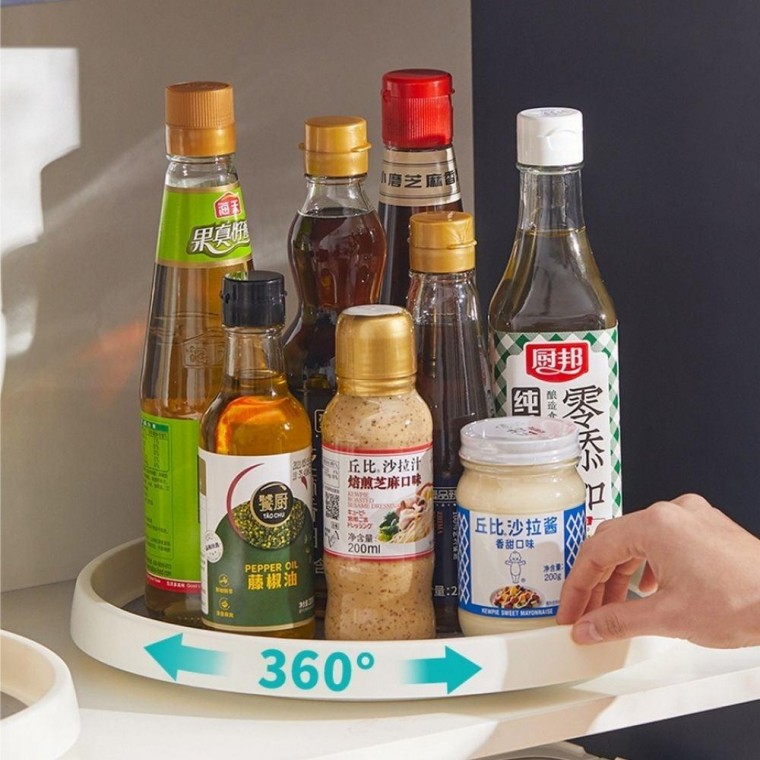 양념통 정리대 360도 회전 원형 수납함 통선반 컵 정리대 (소 / 대)