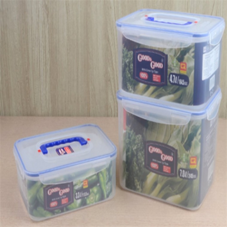 냉장고 정리용기 손잡이 사각 밀폐용기 플라스틱 반찬통 (3.3L / 4.7L / 7L)