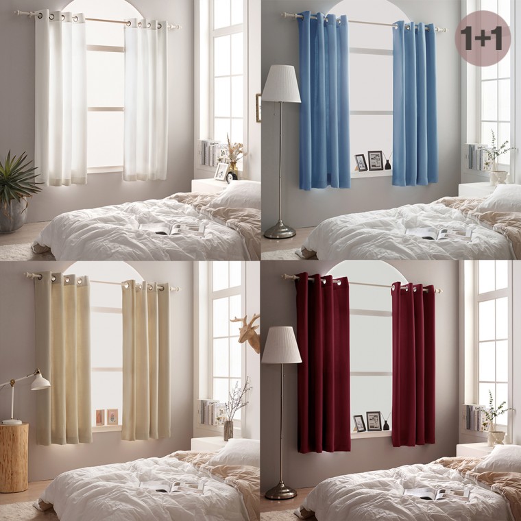 아일렛형 3중직 창문형 암막커튼 135x170cm 2장 SET (색상 7종)