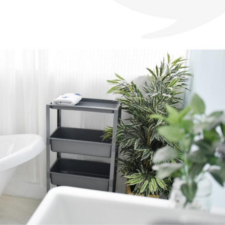 틈새 다용도 트롤리 4단형 수납함 카트 (베이지 / 그레이)