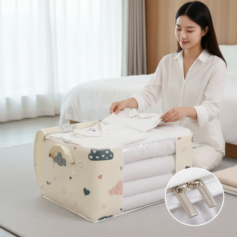 대용량 패브릭 옷장 정리함 이불 보관함 이동식 수납 박스 틈새함 (50L · 75L)