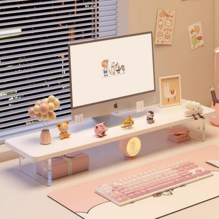 아크릴 컴퓨터 선반 스탠드 책상 진열대 모니터 받침대 (60cm · 80cm)