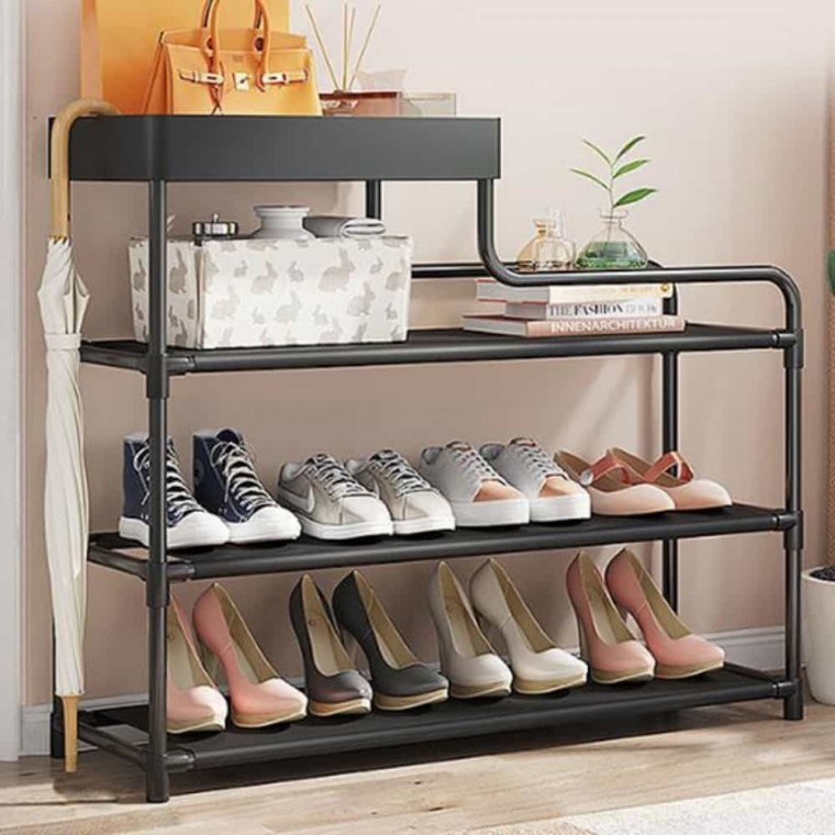 조립식 4단 세탁기선반 조립선반 신발 수납장 (4단 블랙(가로80cm) / 4단 화이트(가로80cm))