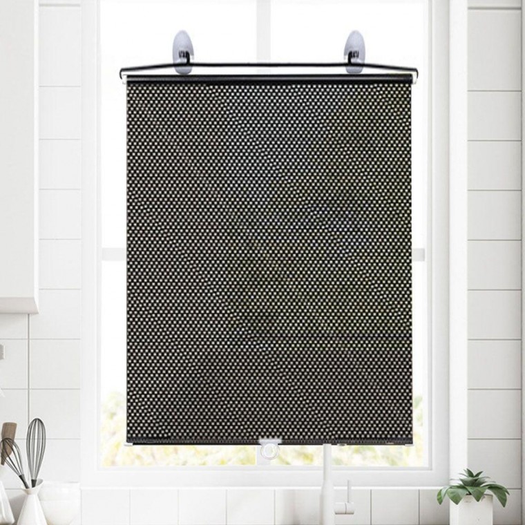 롤블라인드 창문 방염 암막 스크린 도트 블랙 65 x 125cm 햇빛가리개