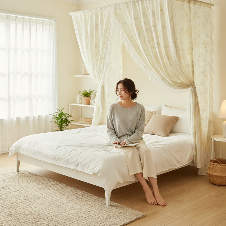 플라워 패턴 암막 침대 가림막 커튼 5 x 2m (1.5 x 2m/장미꽃 / 1.5 x 2m/플라워래빗)