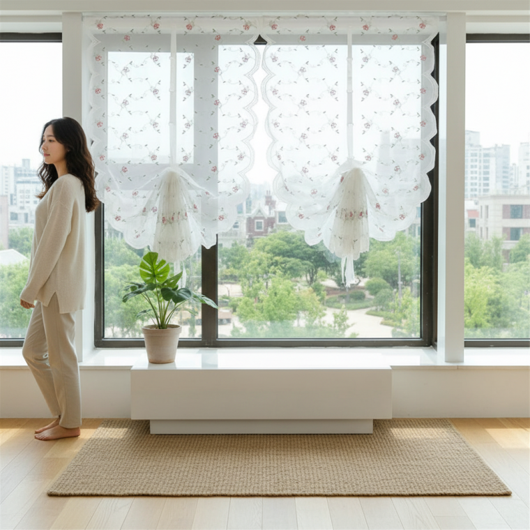 햇빛 차단 창문 암막 커튼 베란다 다용도 가림막 간편 설치 1P (핑크83 x 170cm / 화이트83 x 170cm)