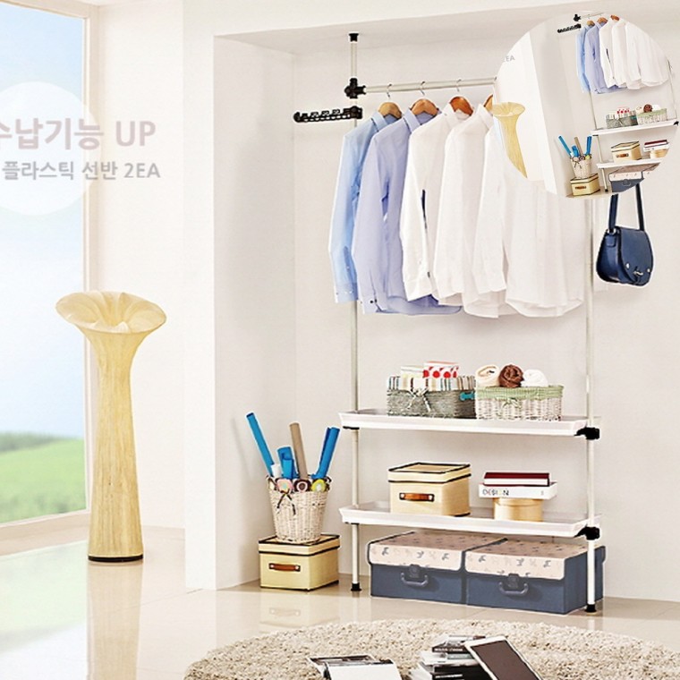 플라스틱 선반 2단 행거 틈새수납장 협탁 거실선반