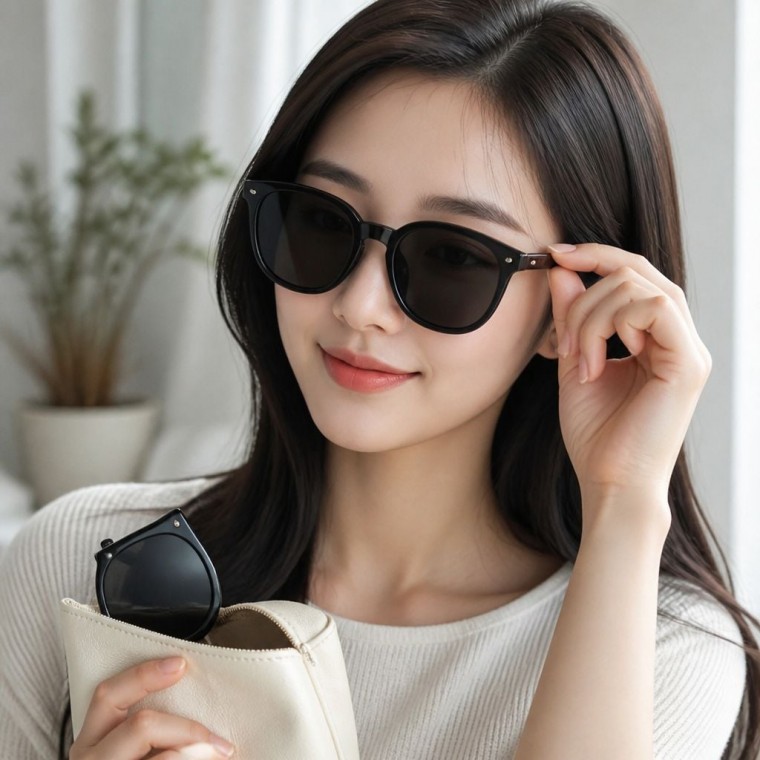 접이식 선글라스 라운드 스퀘어 안경테 바캉스 여행용 (블랙·블루·옐로우)