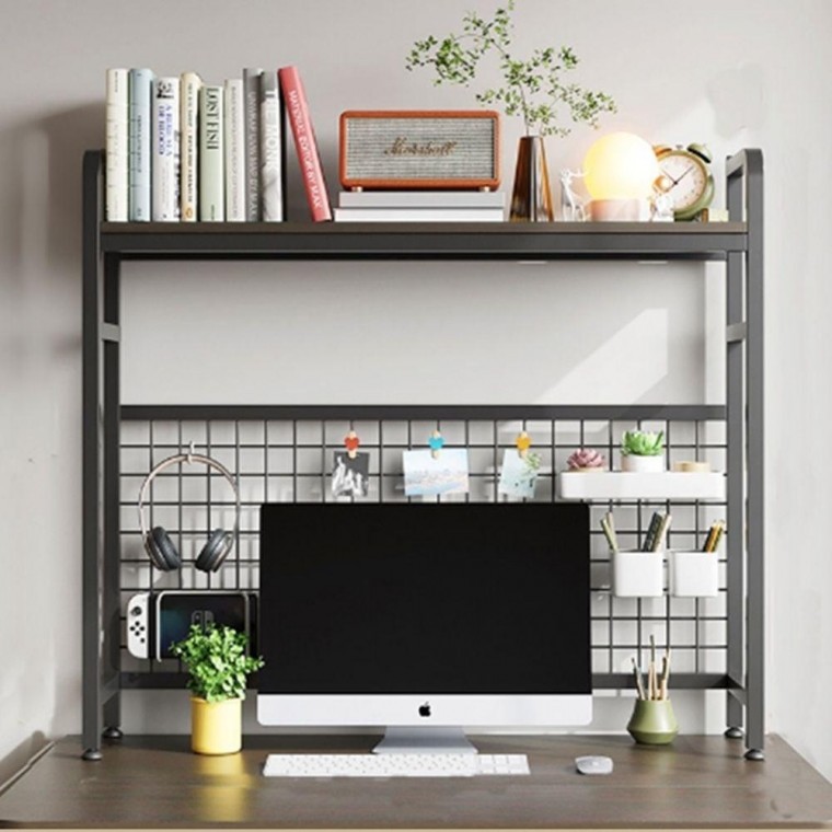 철제 책상 선반 책상 위 선반 정리 사무용 책꽂이 (1단 웰렛(블랙) 75cm / 1단 웰렛(블랙) 115cm)